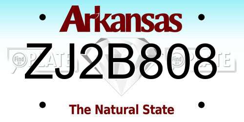 ZJ2B808 Arkansas License Plate