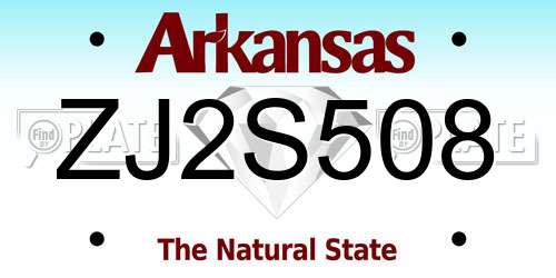 ZJ2S508 Arkansas License Plate