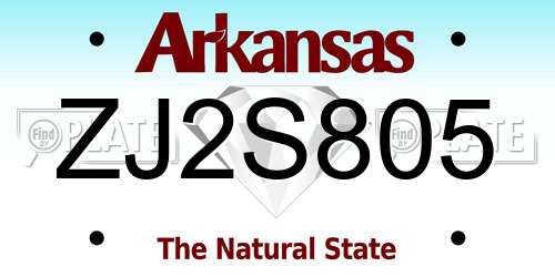 ZJ2S805 Arkansas License Plate