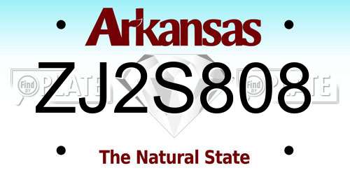 ZJ2S808 Arkansas License Plate