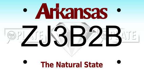 ZJ3B2B Arkansas License Plate