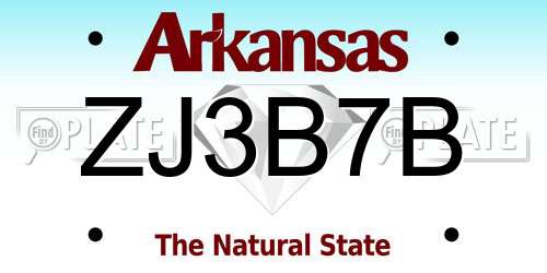 ZJ3B7B Arkansas License Plate