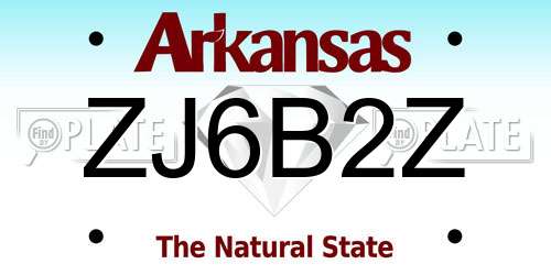 ZJ6B2Z Arkansas License Plate