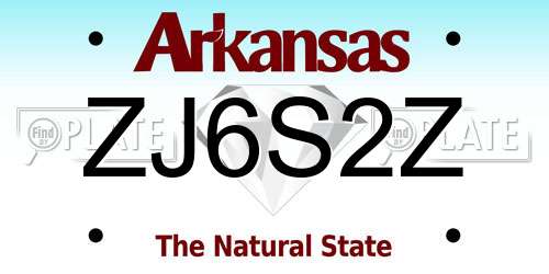 ZJ6S2Z Arkansas License Plate