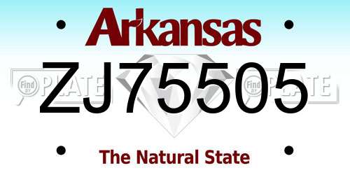 ZJ75505 Arkansas License Plate