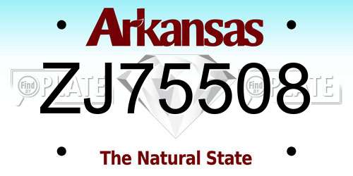 ZJ75508 Arkansas License Plate