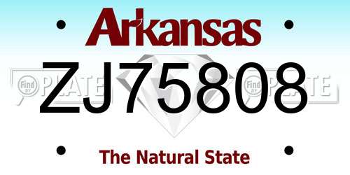 ZJ75808 Arkansas License Plate