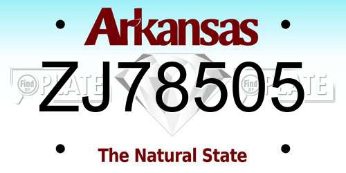 ZJ78505 Arkansas License Plate