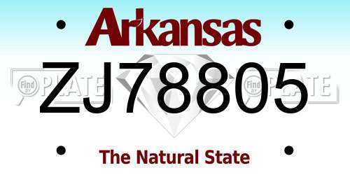 ZJ78805 Arkansas License Plate