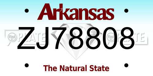 ZJ78808 Arkansas License Plate