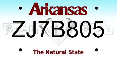 ZJ7B805 Arkansas License Plate