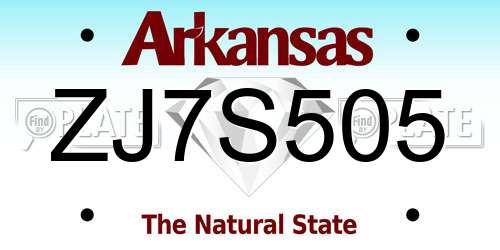 ZJ7S505 Arkansas License Plate