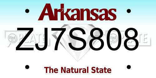 ZJ7S808 Arkansas License Plate