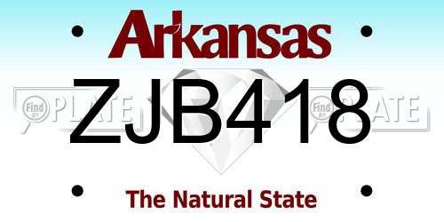 ZJB418 Arkansas License Plate