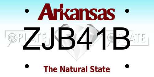 ZJB41B Arkansas License Plate
