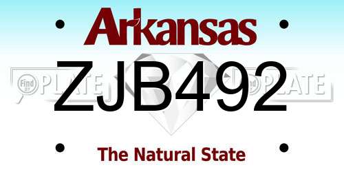 ZJB492 Arkansas License Plate