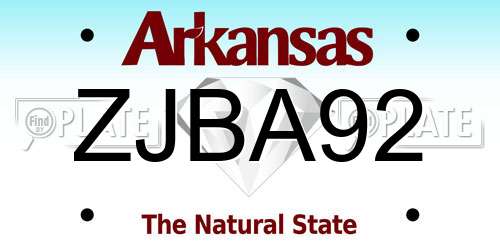 ZJBA92 Arkansas License Plate