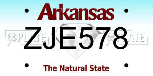 ZJE578 Arkansas License Plate