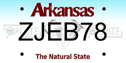 ZJEB78 Arkansas License Plate