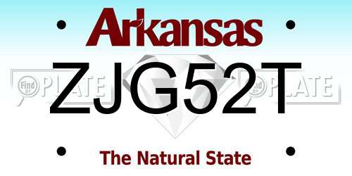 ZJG52T Arkansas License Plate