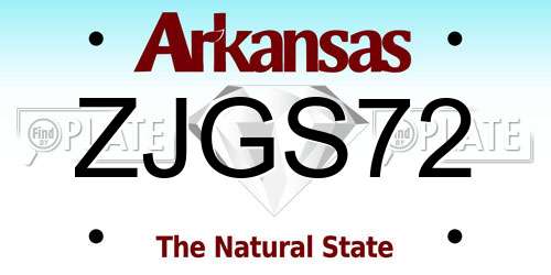 ZJGS72 Arkansas License Plate