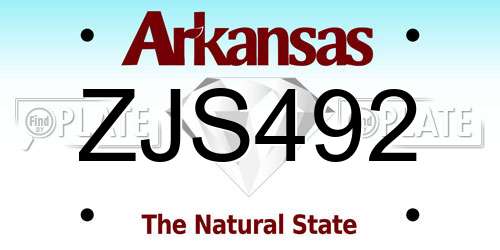 ZJS492 Arkansas License Plate