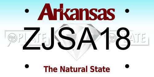 ZJSA18 Arkansas License Plate