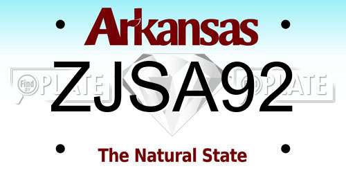 ZJSA92 Arkansas License Plate