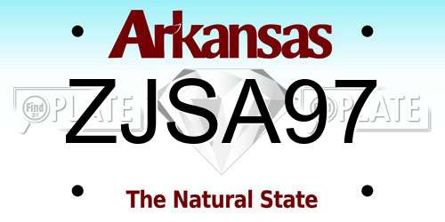 ZJSA97 Arkansas License Plate