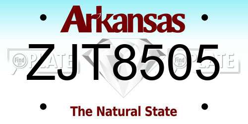 ZJT8505 Arkansas License Plate