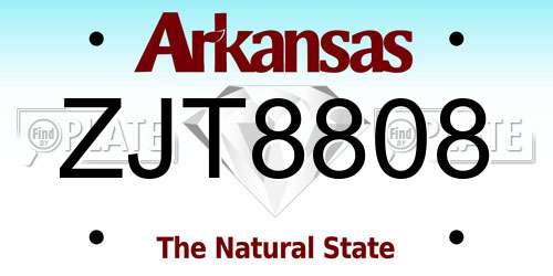 ZJT8808 Arkansas License Plate