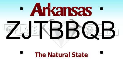 ZJTBBQB Arkansas License Plate