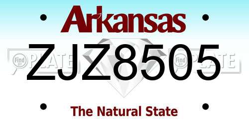 ZJZ8505 Arkansas License Plate