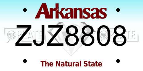 ZJZ8808 Arkansas License Plate