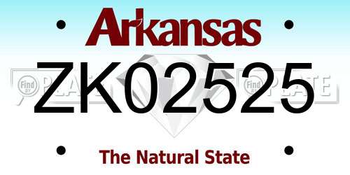 ZK02525 Arkansas License Plate