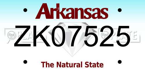 ZK07525 Arkansas License Plate