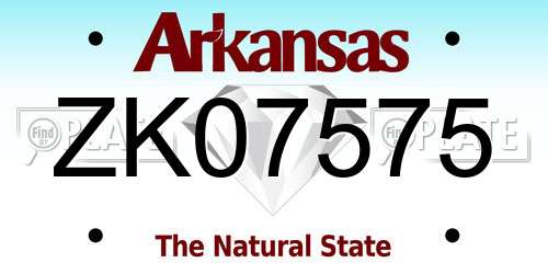 ZK07575 Arkansas License Plate