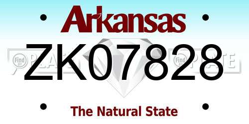 ZK07828 Arkansas License Plate
