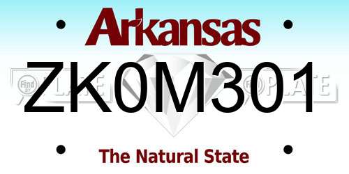 ZK0M301 Arkansas License Plate