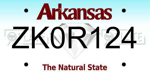 ZK0R124 Arkansas License Plate