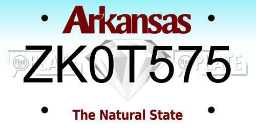 ZK0T575 Arkansas License Plate