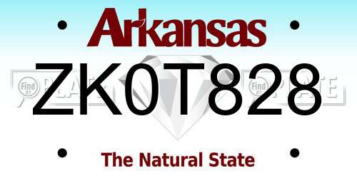 ZK0T828 Arkansas License Plate