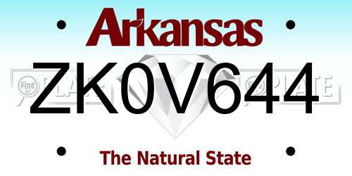 ZK0V644 Arkansas License Plate