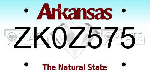 ZK0Z575 Arkansas License Plate