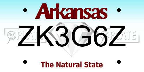 ZK3G6Z Arkansas License Plate