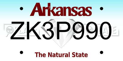ZK3P990 Arkansas License Plate