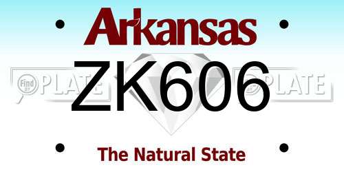 ZK606 Arkansas License Plate