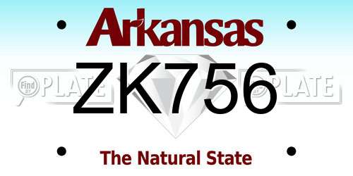 ZK756 Arkansas License Plate