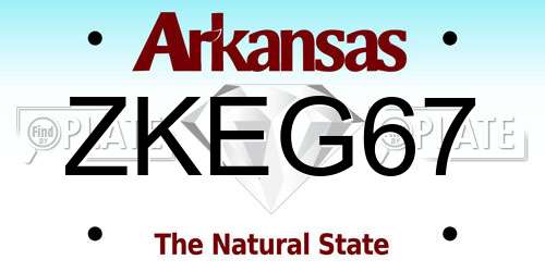ZKEG67 Arkansas License Plate