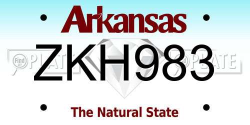 ZKH983 Arkansas License Plate